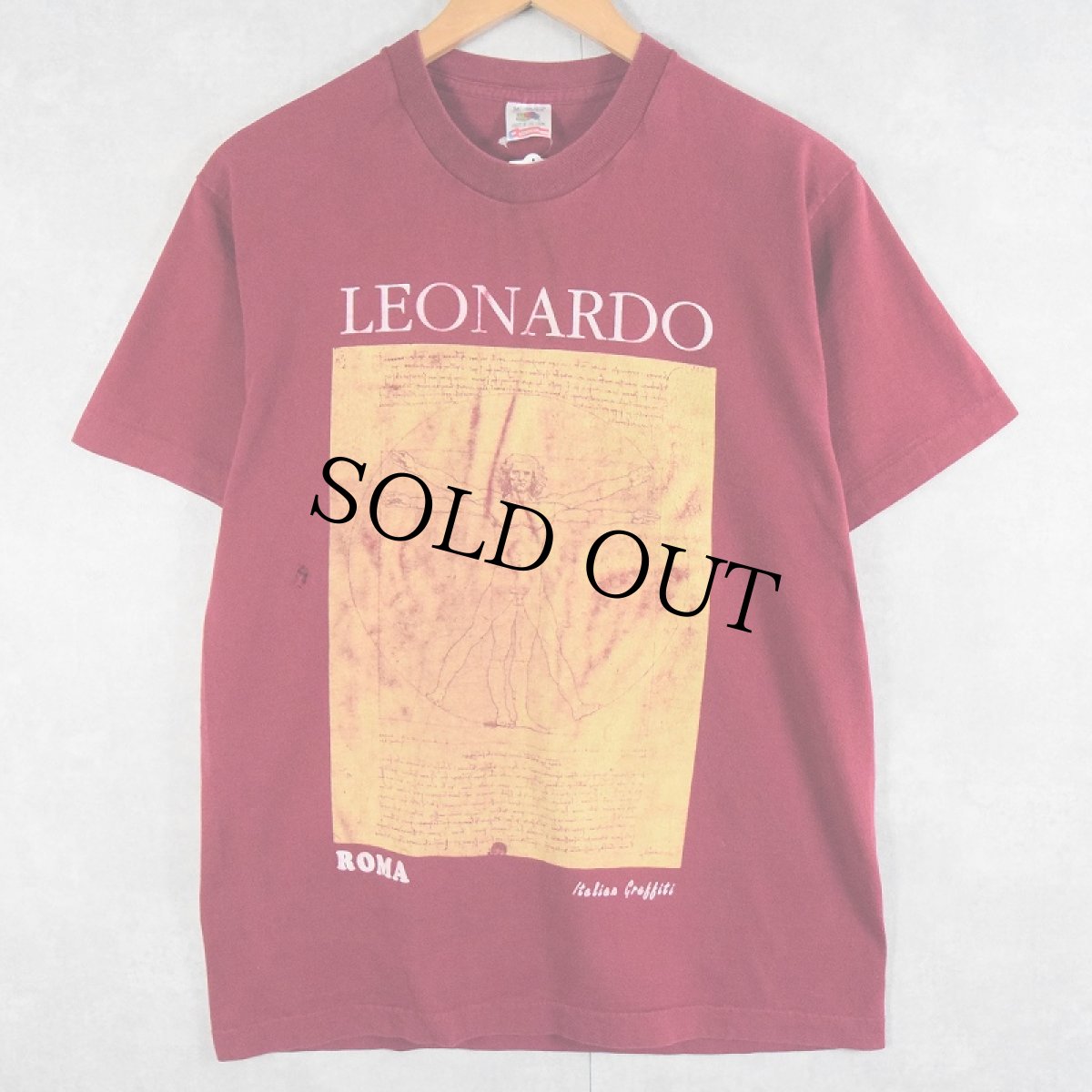 画像1: 90's LEONARDO DA VINCI USA製 アートプリントＴシャツ M (1)