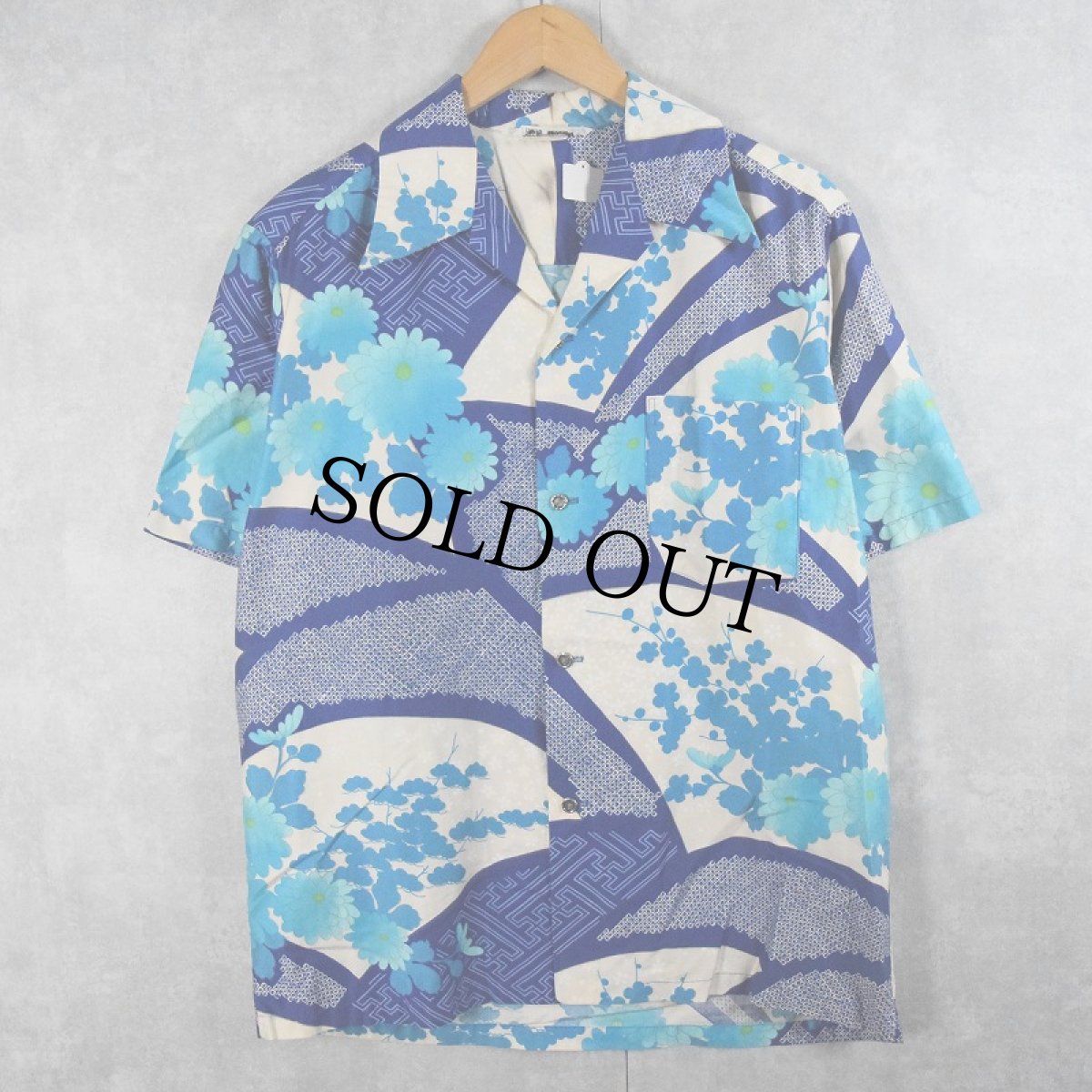 画像1: 【SALE】 70's ISLAND FASHION HAWAII製 和柄 コットンアロハシャツ M (1)