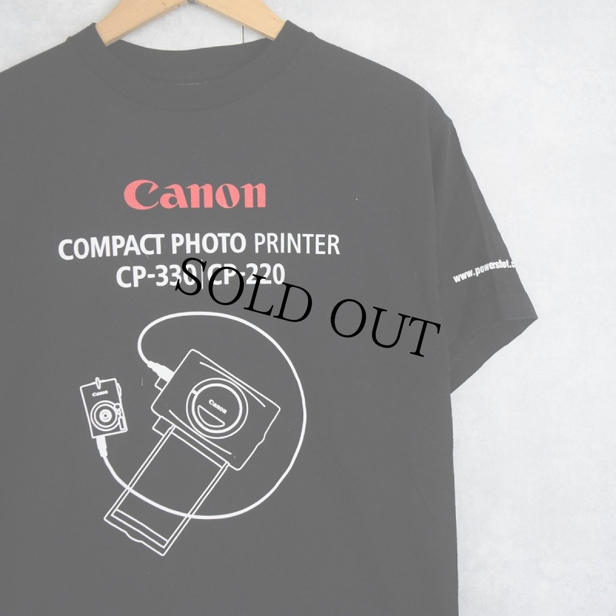 画像1: Canon "COMPACT PHOTO PRINTER" 精密機器メーカー プリントTシャツ BLACK M (1)