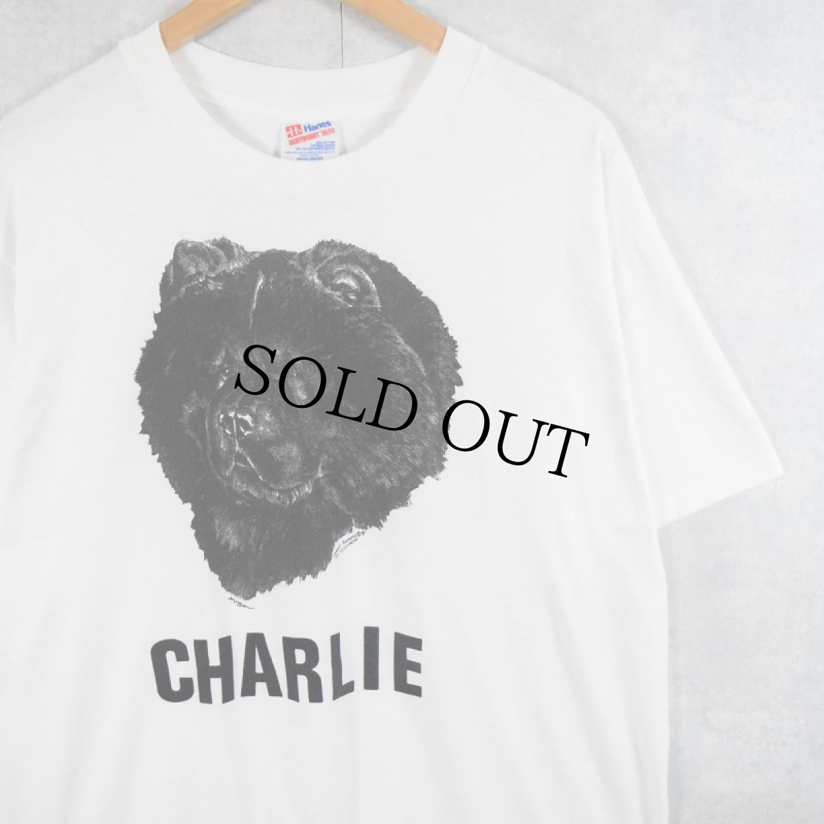 画像1: 90's USA製 "CHARLIE" 犬プリントTシャツ L (1)