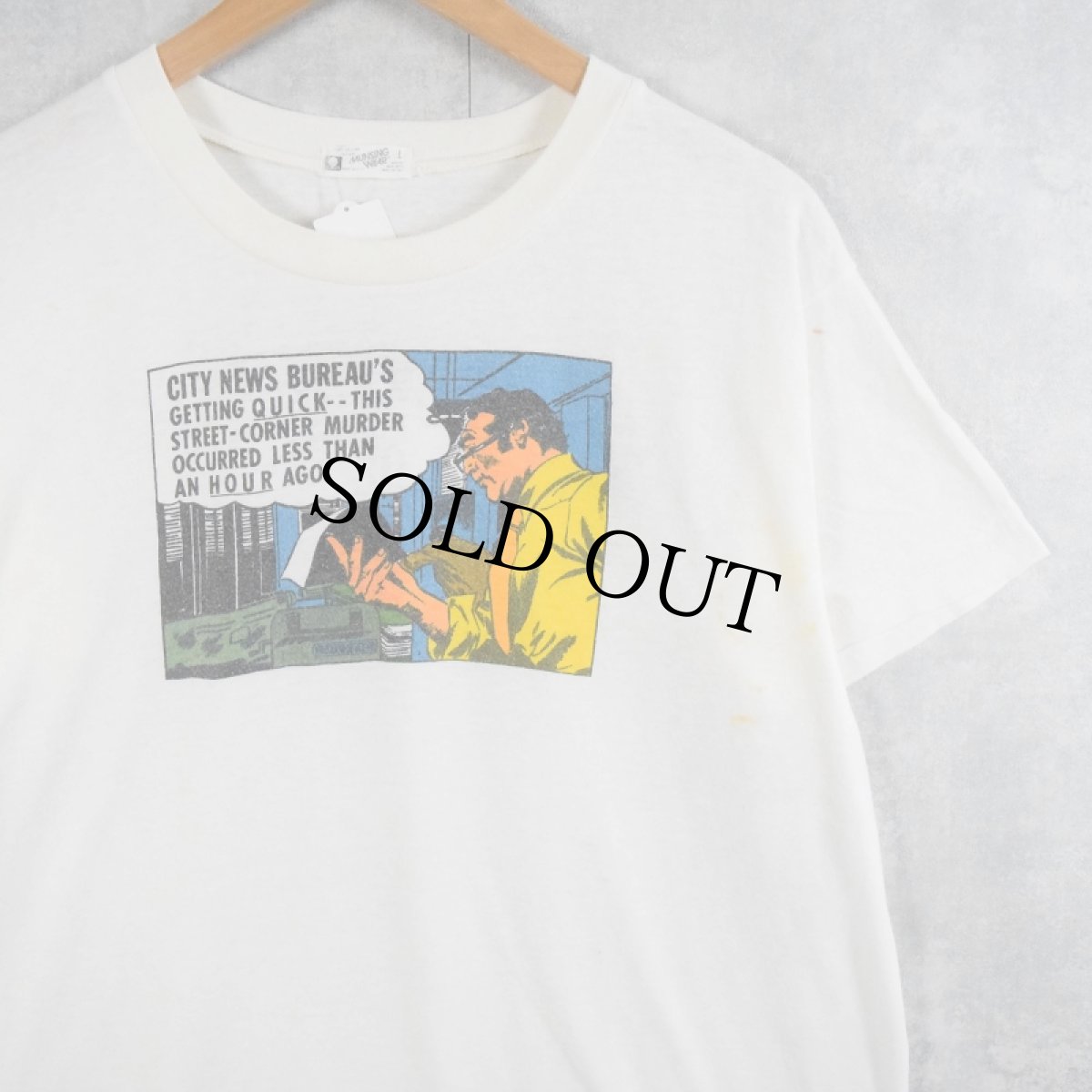 画像1: 80's CITY NEWS BUREAU OF CHICAGO USA製 報道局イラストプリントTシャツ L (1)