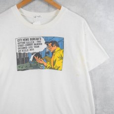 画像1: 80's CITY NEWS BUREAU OF CHICAGO USA製 報道局イラストプリントTシャツ L (1)
