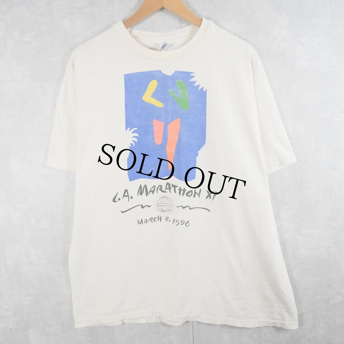 画像1: 90's HONDA USA製 "L.A. MARATHON XI 1996" マラソンプリントTシャツ XL  (1)
