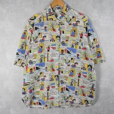 画像1: 80〜90's HOLLYWOOD コミック柄 シャツ L (1)