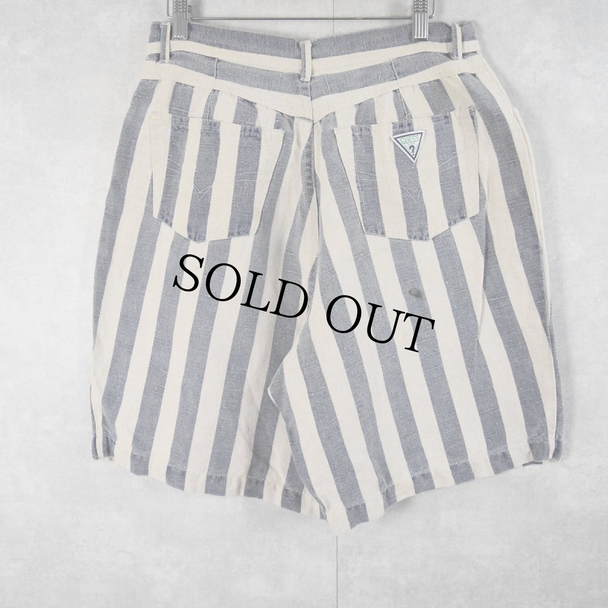 画像4: 90's GUESS ストライプ柄 コットンショーツ M (4)