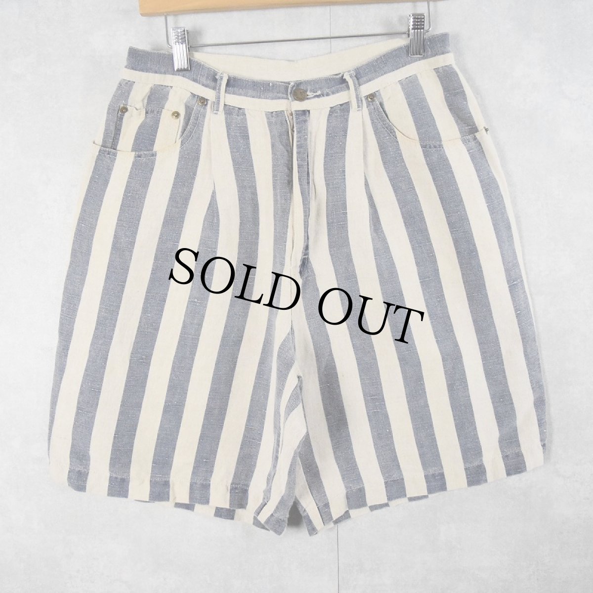 画像3: 90's GUESS ストライプ柄 コットンショーツ M (3)