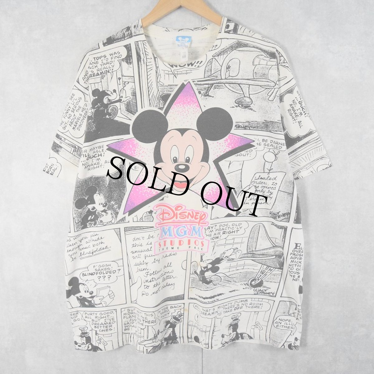 画像1: 80〜90's Disney MICKEY MOUSE USA製 キャラクター大判プリントTシャツ ONE SIZE (1)