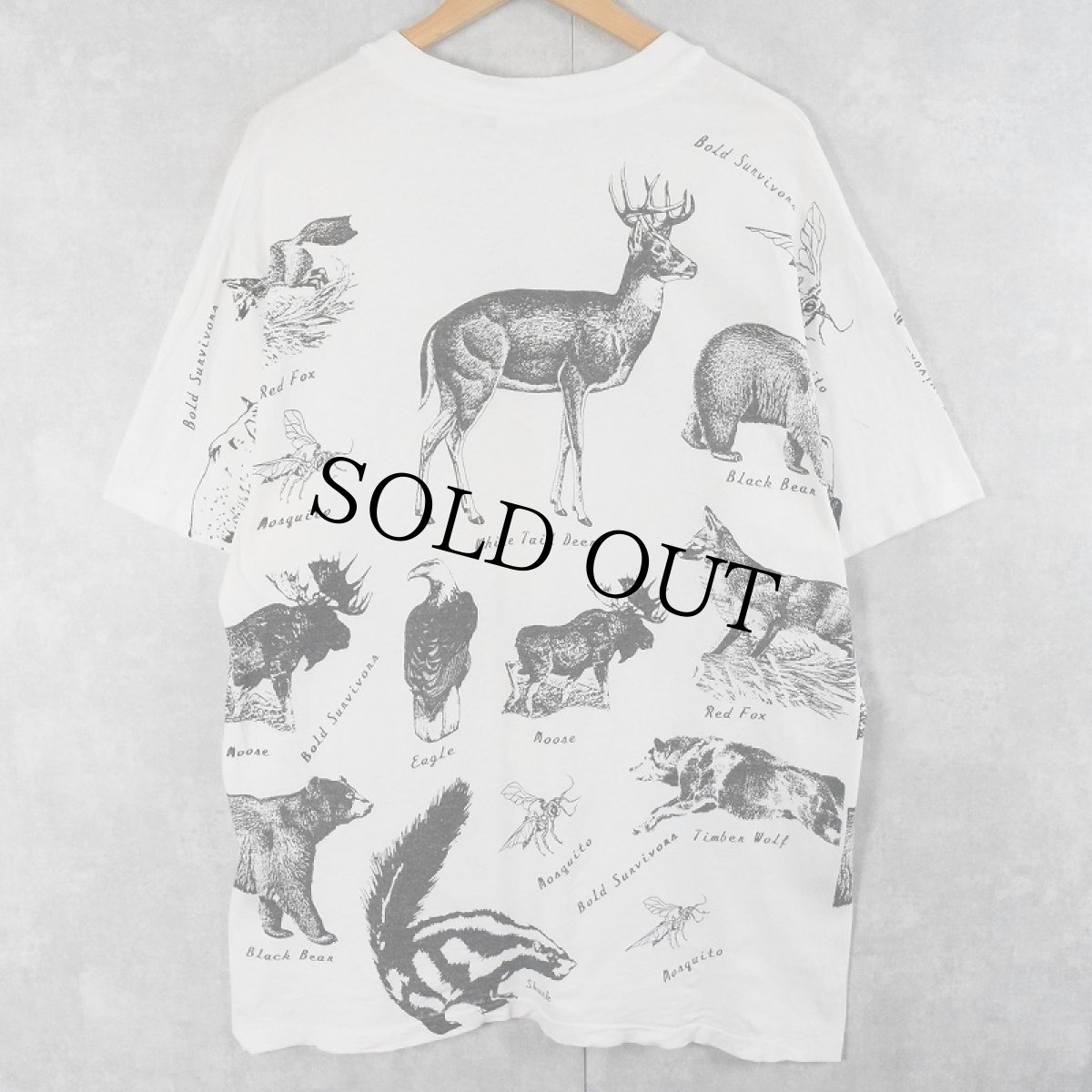 画像2: 90's USA製 アニマル マルチプリントTシャツ XL (2)