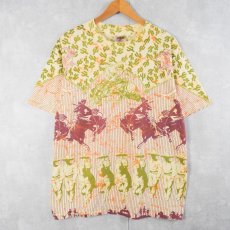 画像1: 90's USA製 カウボーイ柄 大判プリントTシャツ XL (1)