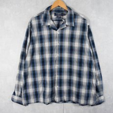 画像1: POLO SPORT RALPH LAUREN オンブレーチェック柄 コットン×レーヨン オープンカラーシャツ XL (1)