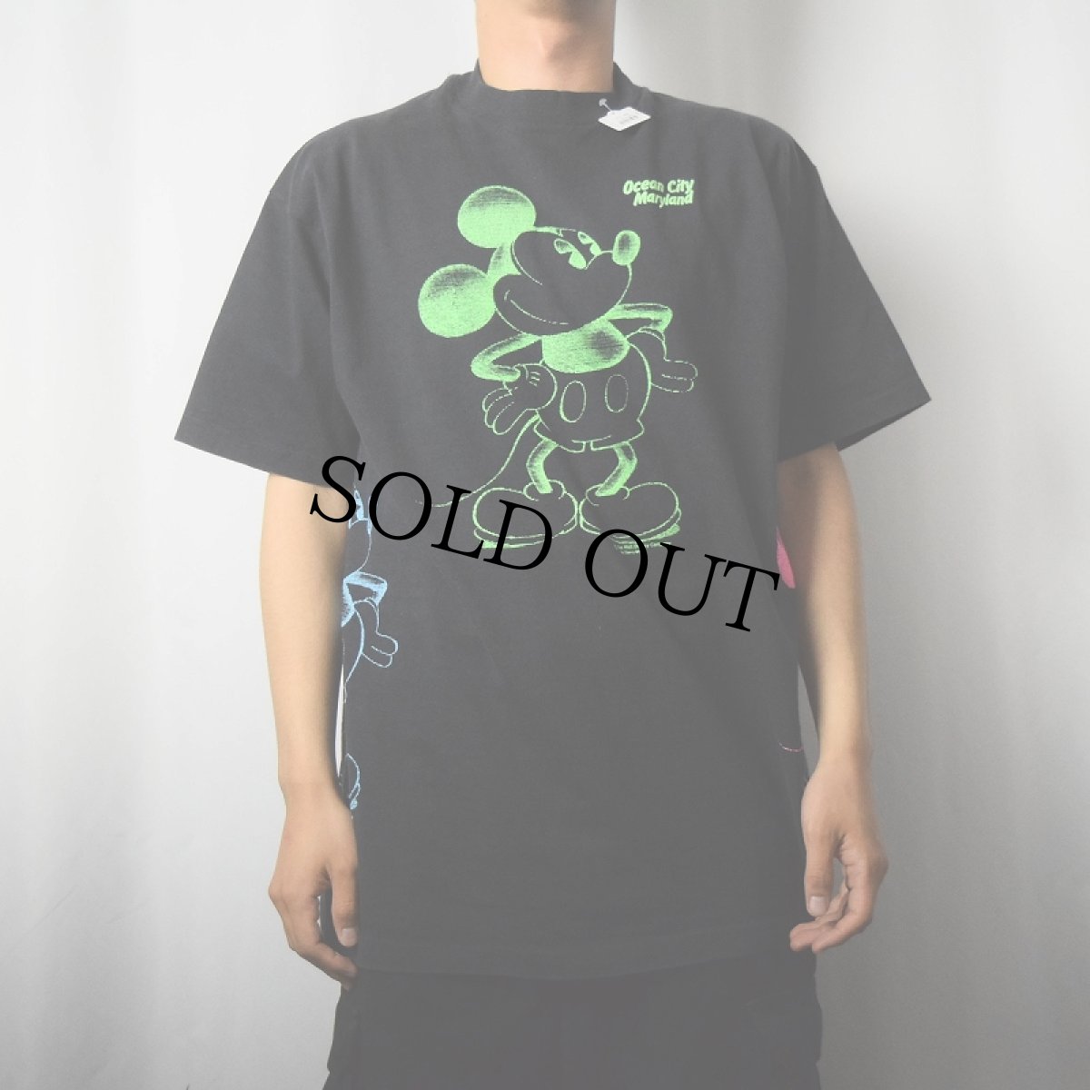 画像3: 90's Sherry's MICKEY MOUSE USA製 "Ocean City Maryland" キャラクターマルチプリントTシャツ BLACK XL (3)