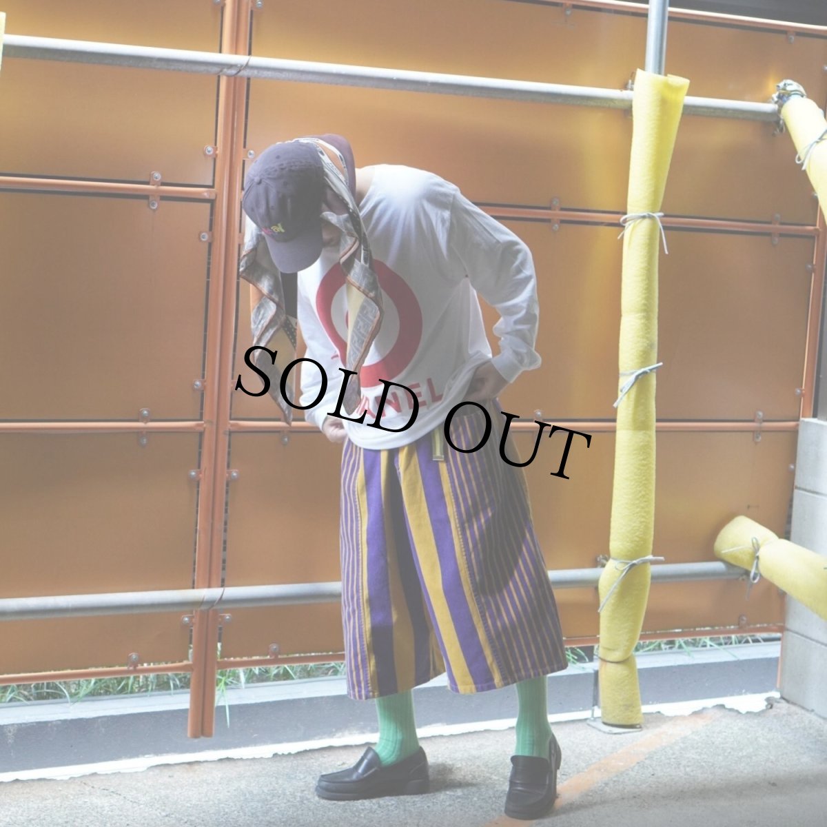 画像2: 90's USA製 マルチストライプ柄 カラーデニムハーフパンツ W39 (2)