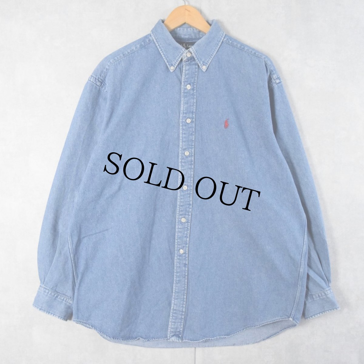 画像1: Ralph Lauren "BLAIRE" デニムボタンダウンシャツ L (1)