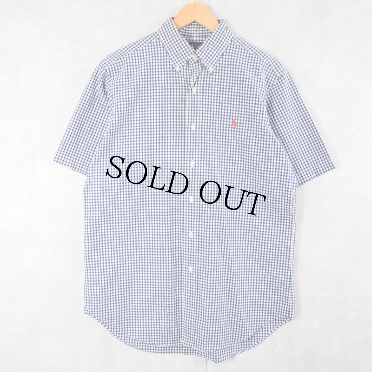 画像1: Ralph Lauren "CLASSIC FIT" ギンガムチェック柄 コットンボタンダウンシャツ M (1)