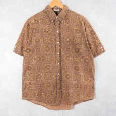 画像1: 60's Authentic IVY STYLING 総柄 3点留め コットンボタンダウンシャツ (1)