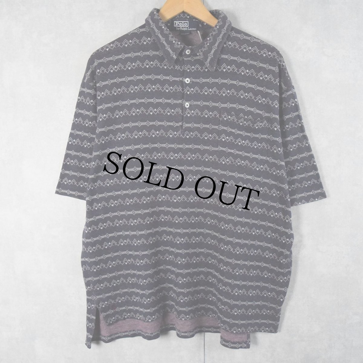 画像2: 90's POLO Ralph Lauren USA製 総柄 ジャガードニットポロシャツ L (2)