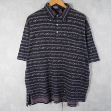 画像2: 90's POLO Ralph Lauren USA製 総柄 ジャガードニットポロシャツ L (2)
