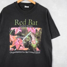 画像1: 90's "Red Bat" コウモリプリントTシャツ L (1)