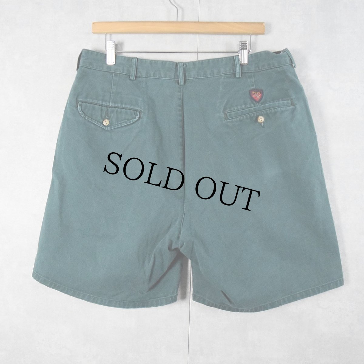 画像4: 90's POLO Ralph Lauren "THE CLASSIC GOLF SHORT" USA製 2タック コットンチノショーツ GREEN W34 (4)