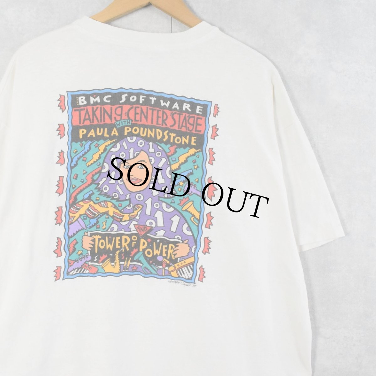 画像1: 【SALE】 90's BMC SOFTWARE USA製 "TAKING CENTER STAGE" アートプリントTシャツ XL (1)