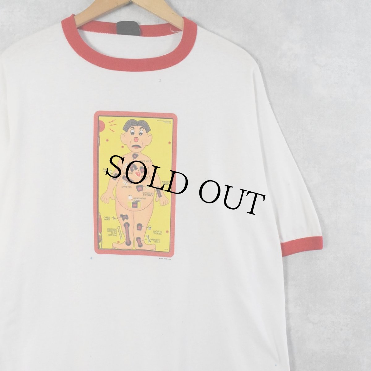 画像1: 2000's Hasbro USA製 "OPERATION" 玩具プリントリンガーTシャツ XL (1)