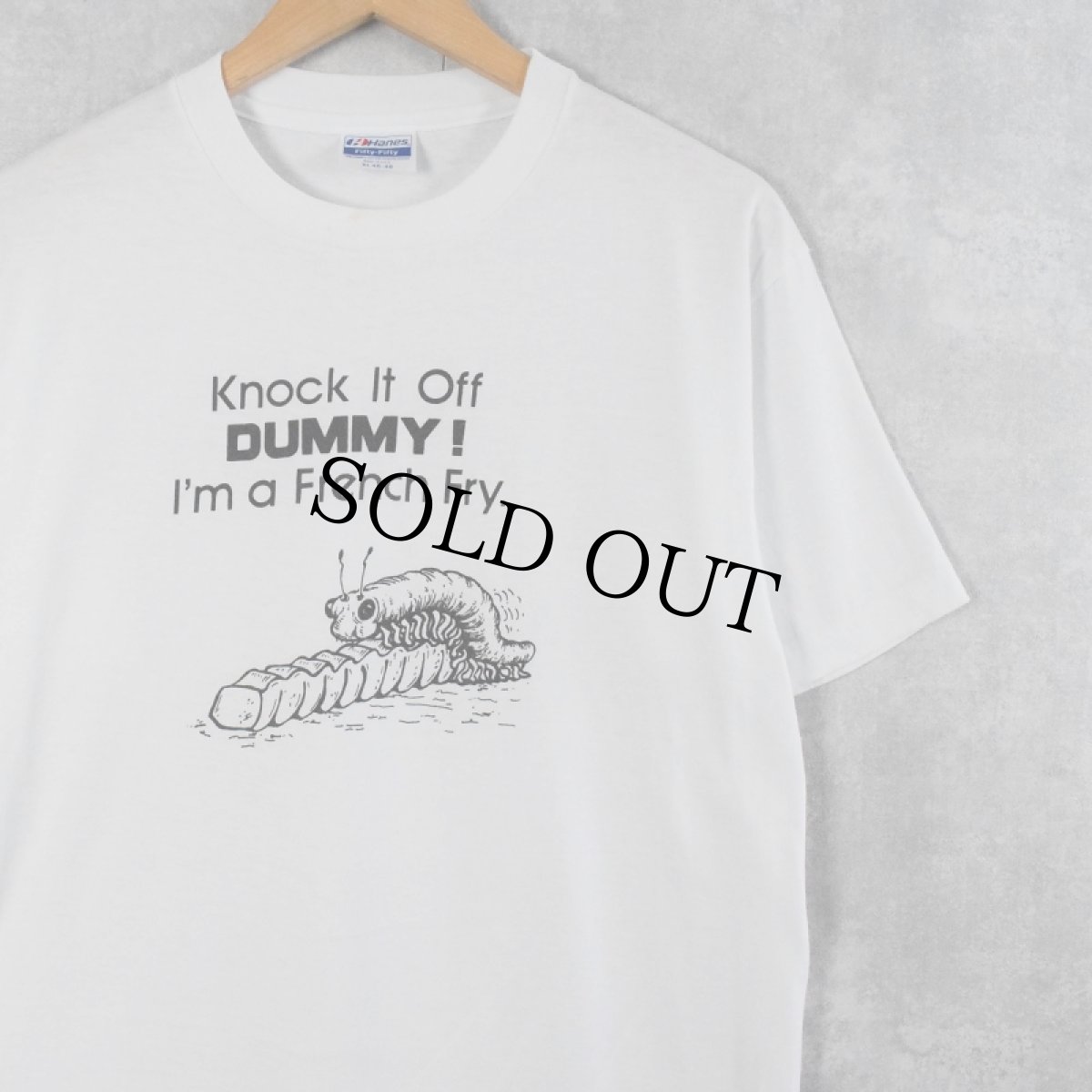 画像1: 80's "Knock It Off DUMMY! I'm a French Fry." シュールイラストプリントTシャツ XL (1)