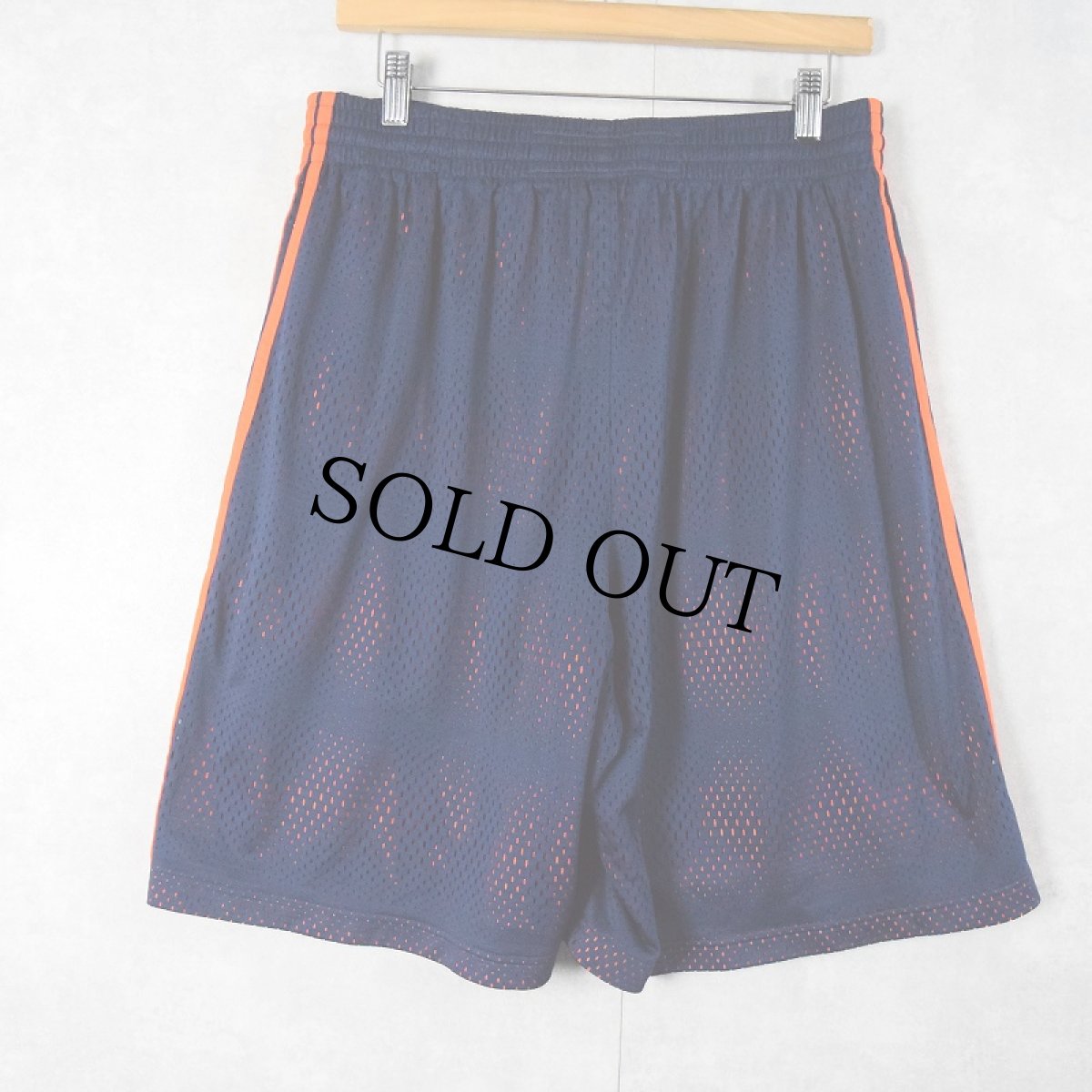 画像2: adidas ロゴ刺繍 サイドライン メッシュバスケットパンツ NAVY XL (2)