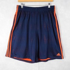 画像1: adidas ロゴ刺繍 サイドライン メッシュバスケットパンツ NAVY XL (1)