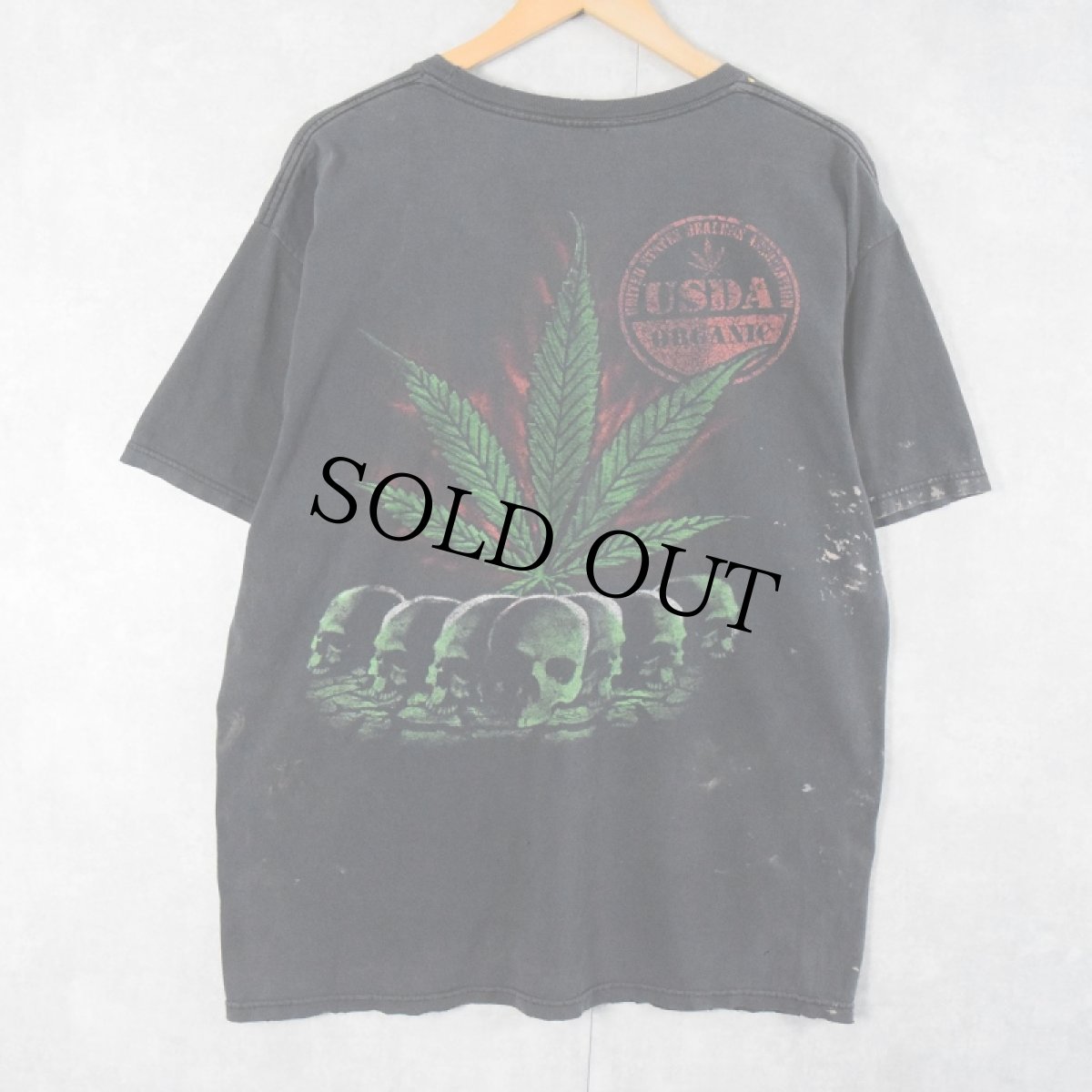 画像1: "USDA ORGANIC" ガンジャ×スカルプリントTシャツ (1)