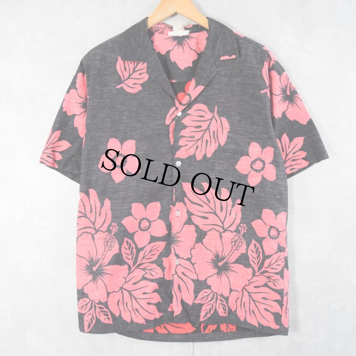 画像1: 【SALE】 80〜90's HAWAII製 ハイビスカス柄 アロハシャツ L (1)
