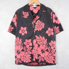 画像1: 80〜90's HAWAII製 ハイビスカス柄 アロハシャツ L (1)