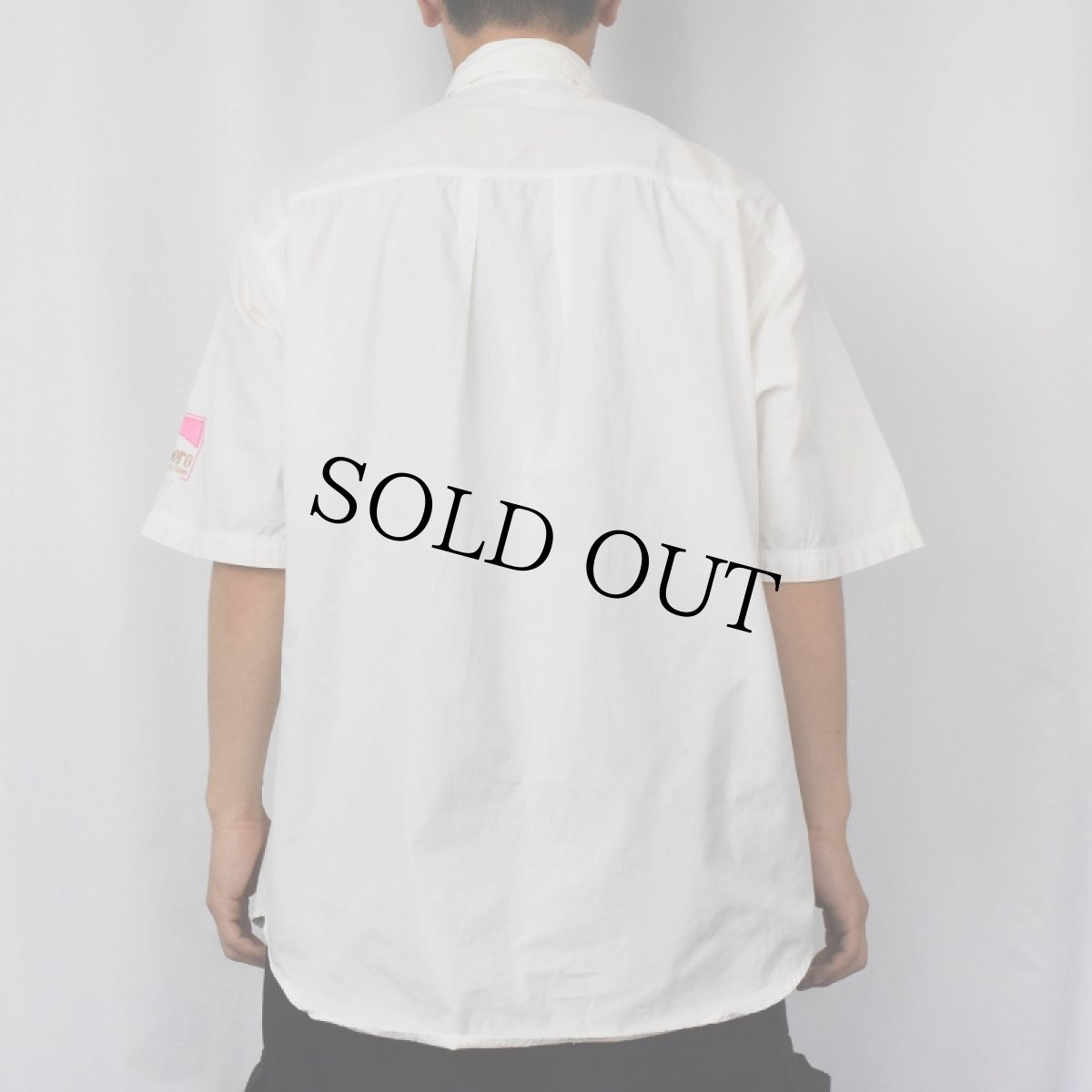 画像3: Marlboro タバコ企業 ロゴ刺繍 コットンシャツ L (3)