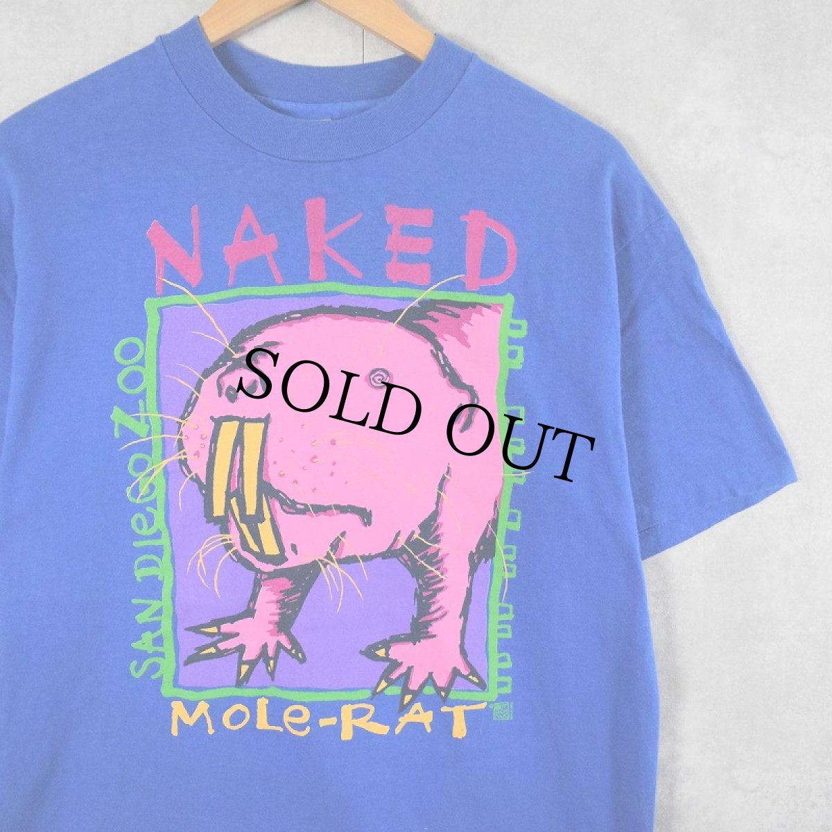 画像1: 90's USA製 "MOLE-RAT" ハダカデバネズミ イラストプリントTシャツ L (1)