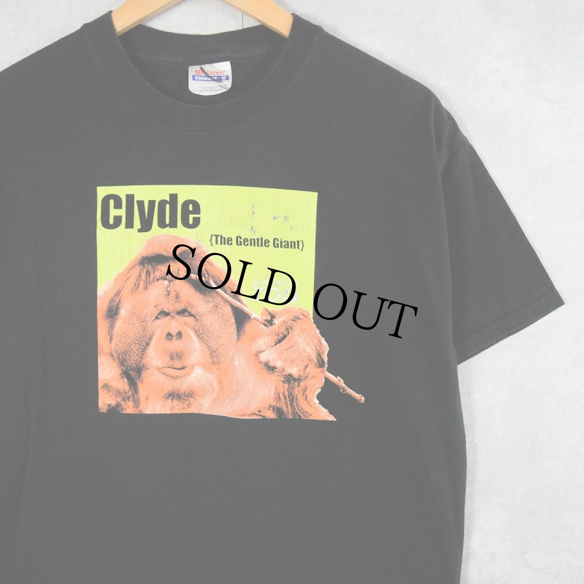 画像1: 90's SAN DIEGO ZOO "Glyde" オラウータンプリントTシャツ BLACK M (1)