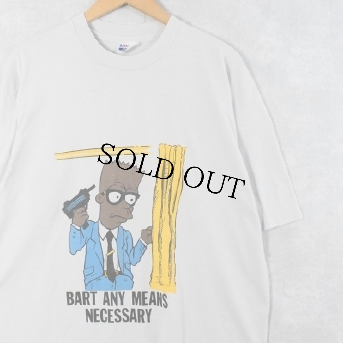 画像1: 90's THE SIMPSONS USA製 "MALCOLM X" キャラクターパロディプリントTシャツ XXL (1)