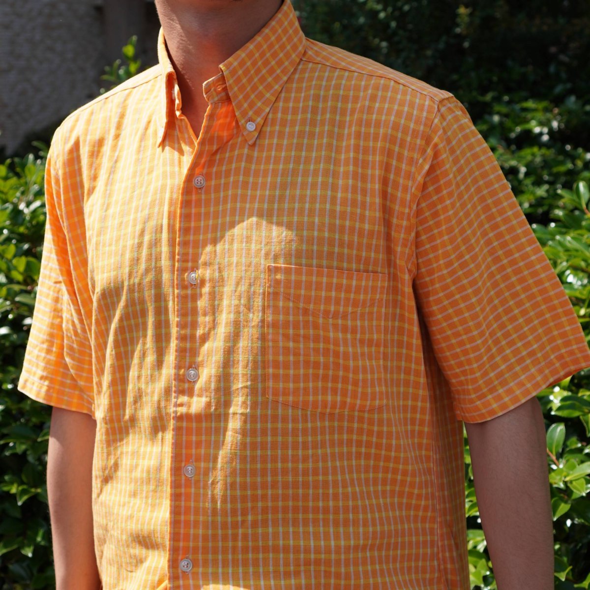 画像2: 【SALE】 〜80's Lamson's ギンガムチェック柄 コットンボタンダウンシャツ M (2)