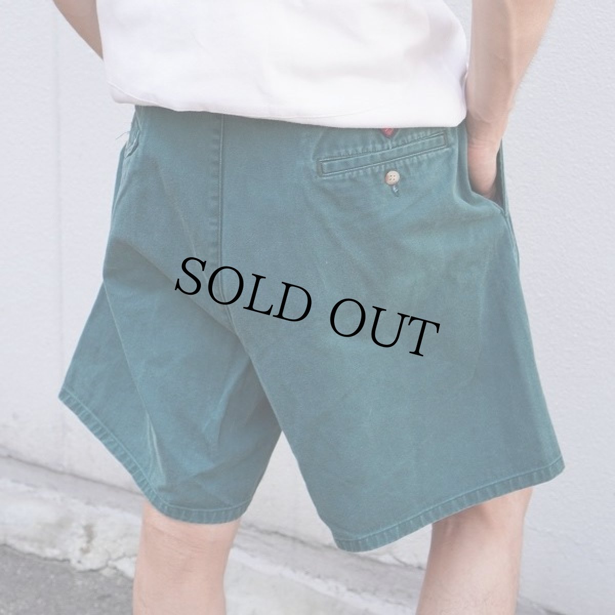 画像1: 90's POLO Ralph Lauren "THE CLASSIC GOLF SHORT" USA製 2タック コットンチノショーツ GREEN W34 (1)