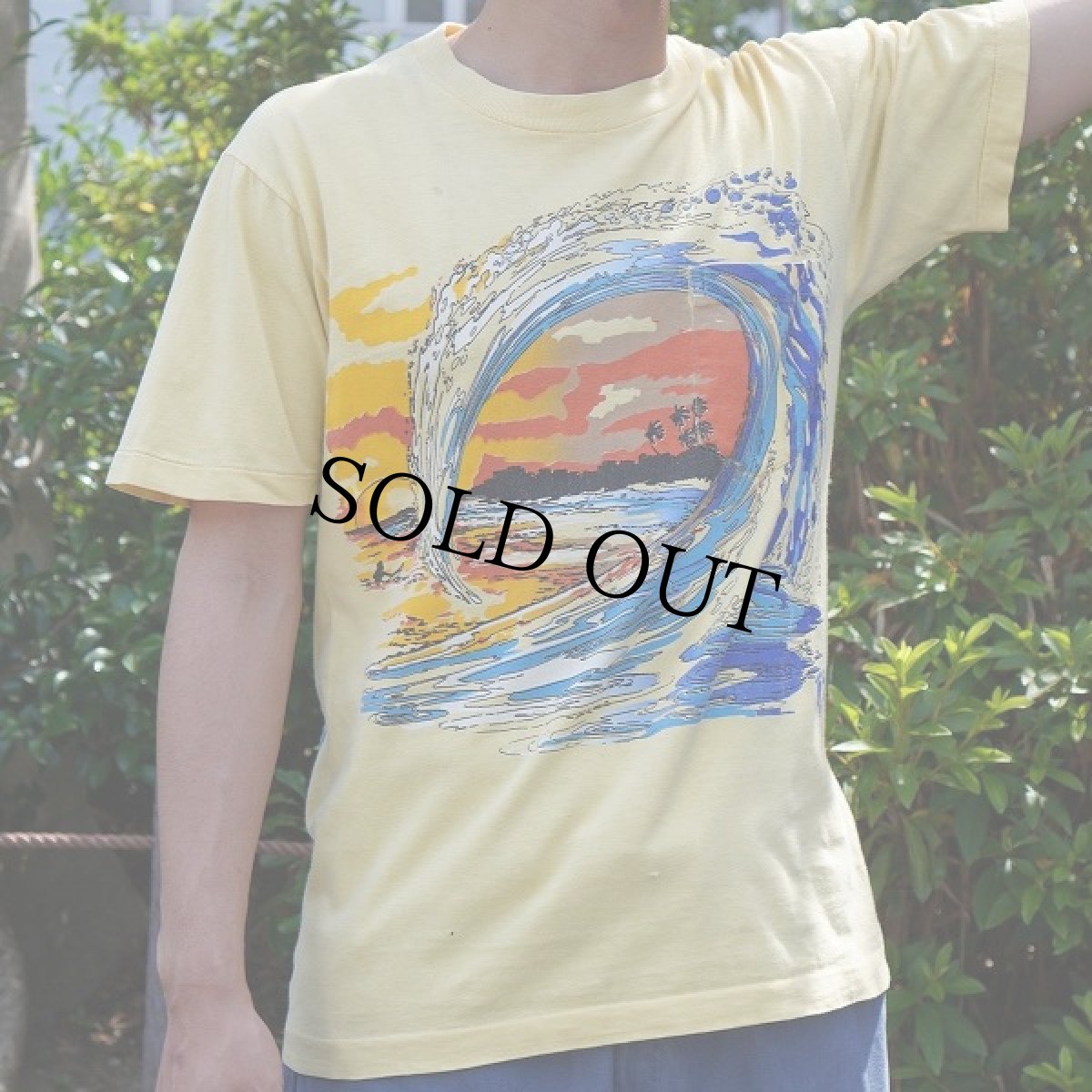 画像1: 70's HANG TEN サーフィン 大判プリントTシャツ M (1)