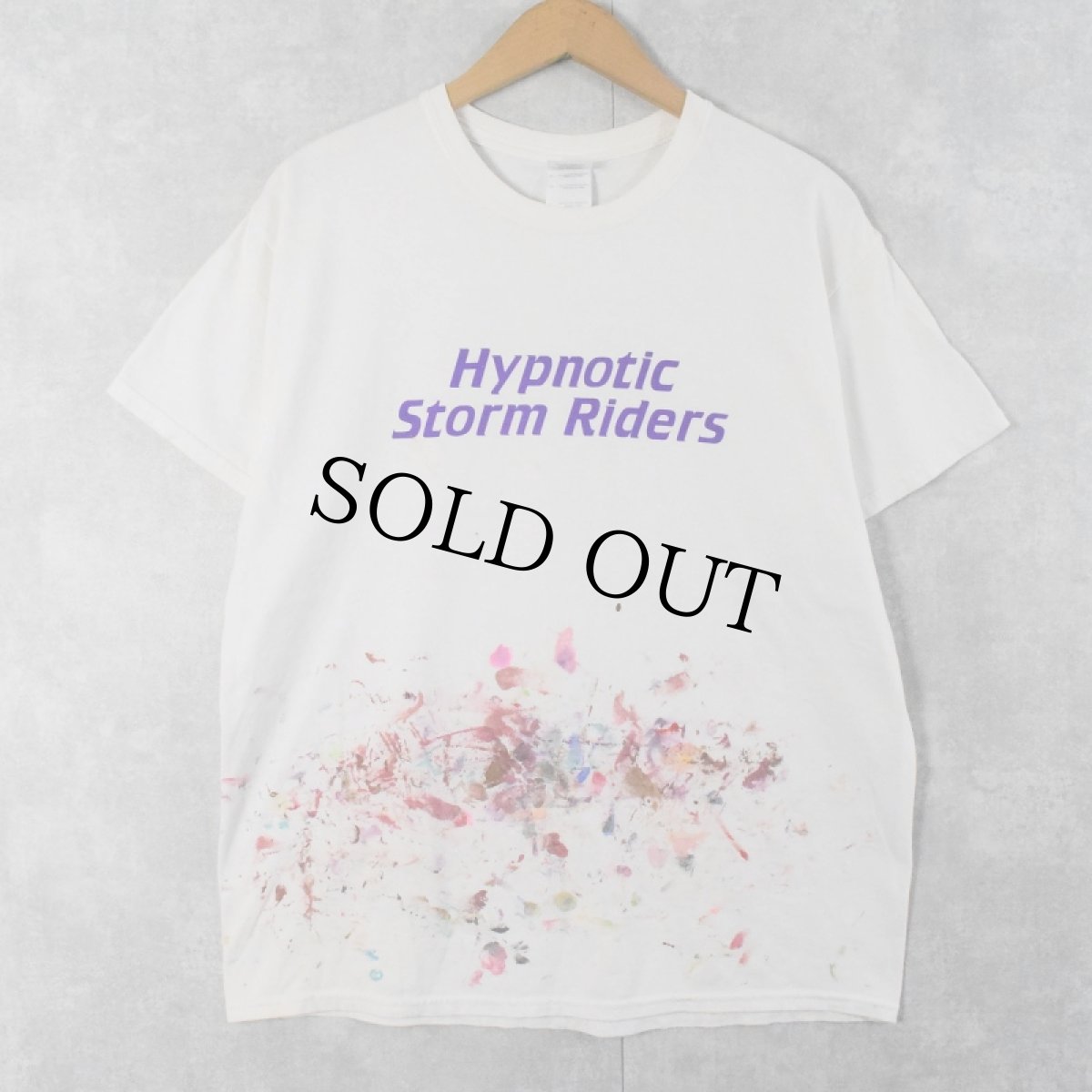 画像1: "Hypnotic Storm Riders" ペンキペイント プリントTシャツ L (1)