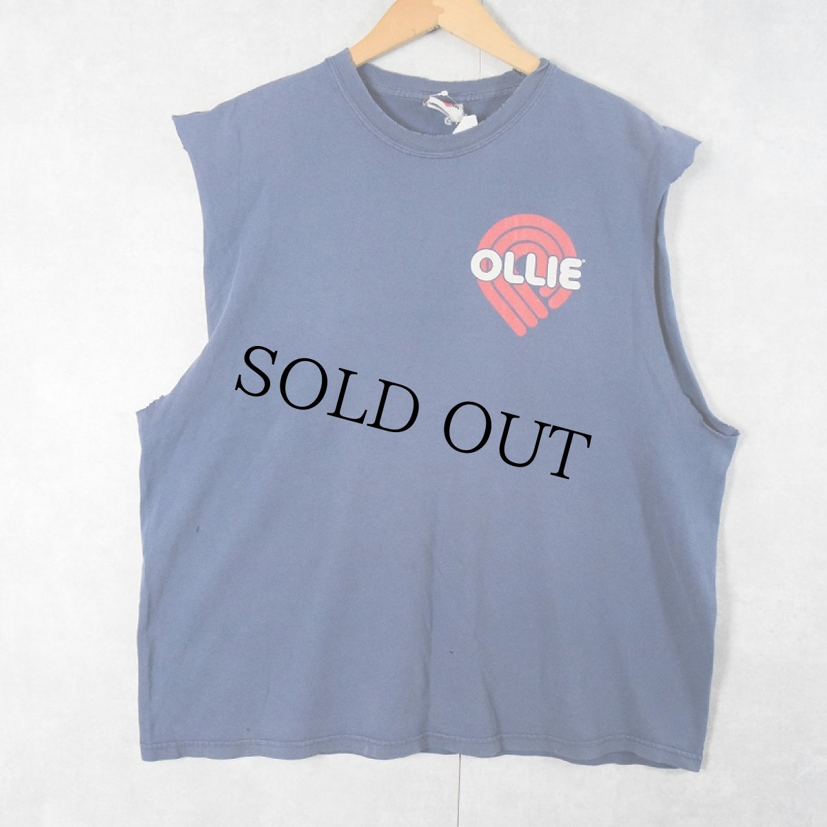 画像4: 2000's POWELL PERALTA "ALAN GELFAND OLLIE" スケートブランドプリント カットオフTシャツ NAVY XL (4)