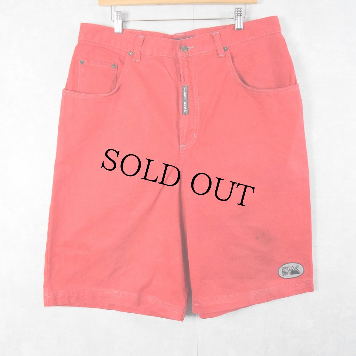 画像3: FIRST DOWN ロゴ刺繍 カラーデニムショーツ W35 (3)
