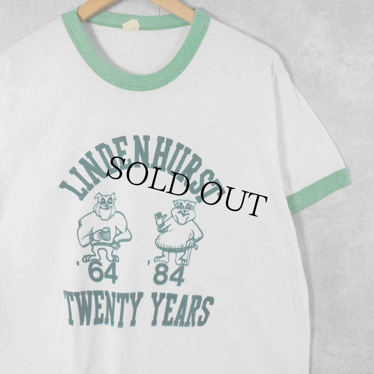 画像1: 80's USA製 "LINDENHURST TWENTY YEARS" プリントリンガーTシャツ XL (1)
