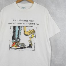 画像1: 90's USA製 "CHEER UP LITTLE FRIEND..." シュールイラストプリントTシャツ L (1)