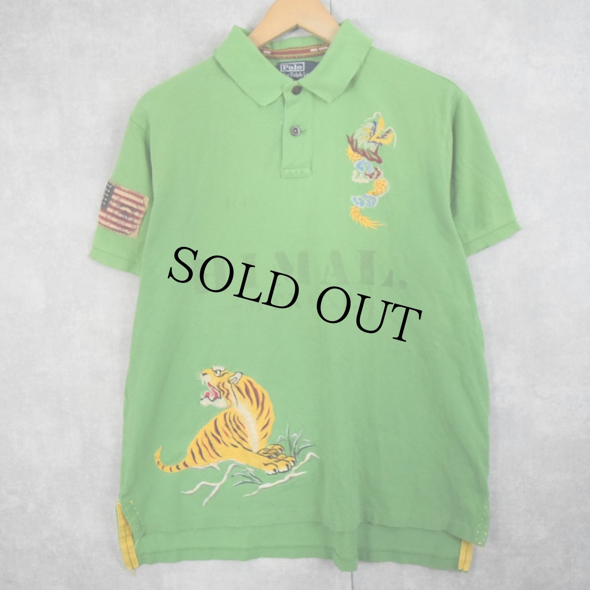 画像1: POLO Ralph Lauren "CUSTOM FIT" 龍×虎刺繍 鹿の子ポロシャツ XL (1)