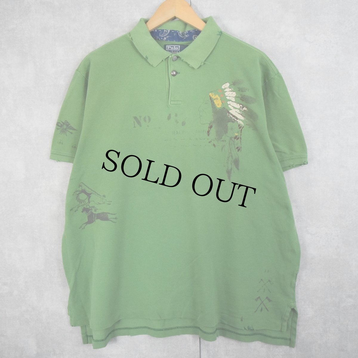 画像1: POLO Ralph Lauren "CUSTOM FIT" インディアンヘッド 鹿の子ポロシャツ XXL (1)