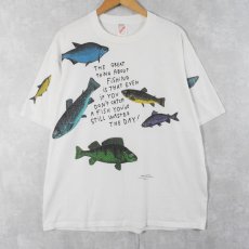 画像1: 90's SHOEBOX USA製 魚イラストプリントTシャツ XL (1)