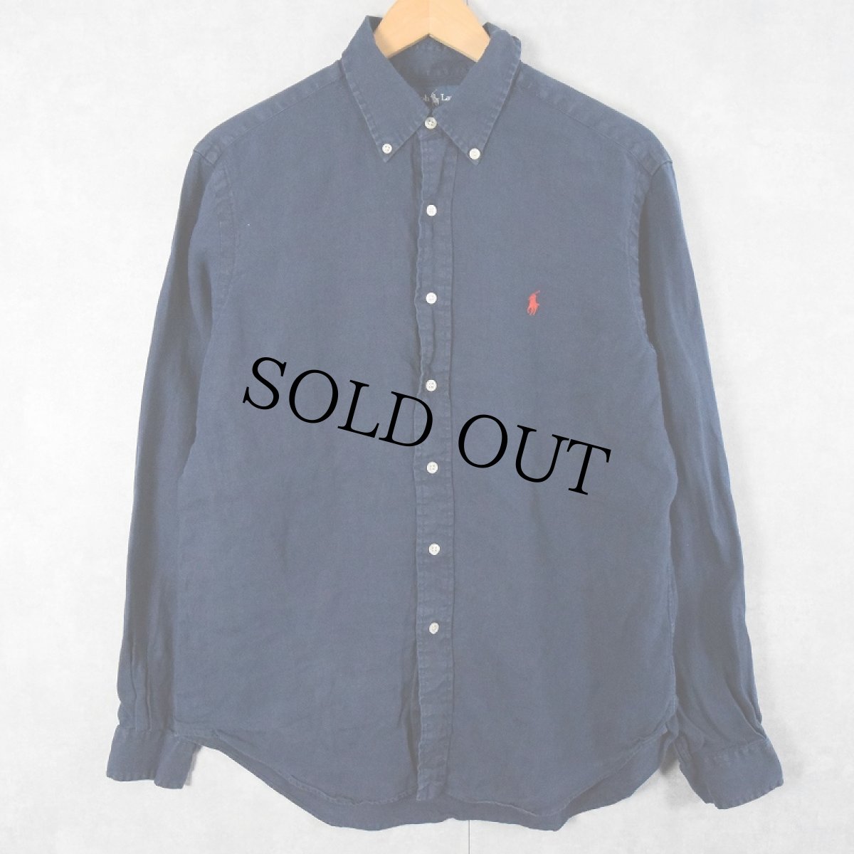 画像1: Ralph Lauren "CLASSIC FIT" リネンボタンダウンシャツ NAVY M (1)