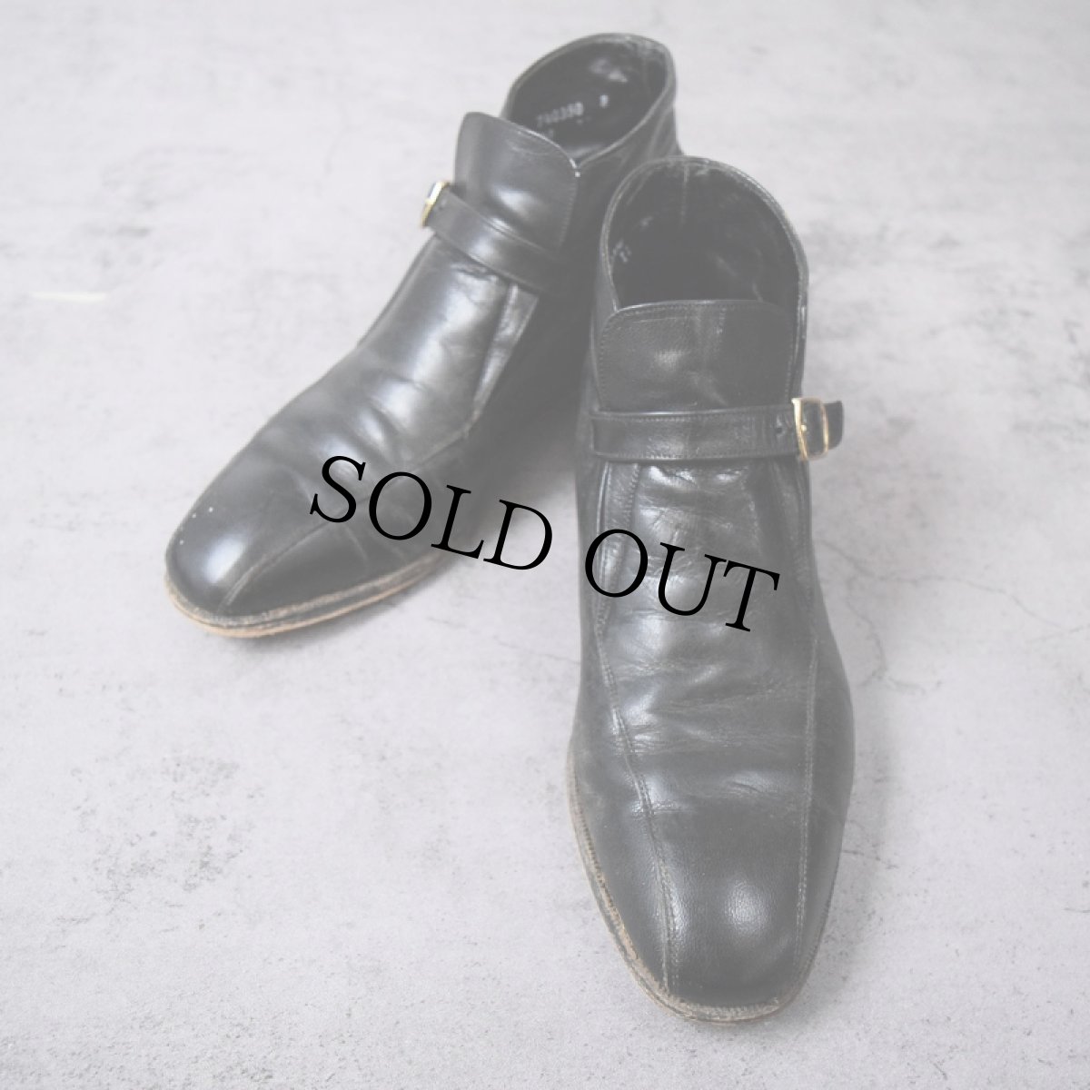 画像1: 70's FLORSHEIM IMPERIAL ストラップレザーブーツ BLACK US10 (1)