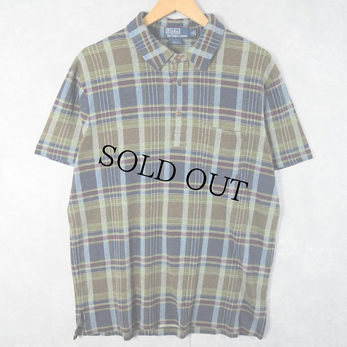 画像1: POLO Ralph Lauren "CUSTOM FIT" チェック柄 コットンポロシャツ L (1)