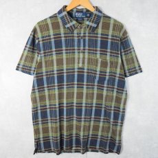 画像1: POLO Ralph Lauren "CUSTOM FIT" チェック柄 コットンポロシャツ L (1)